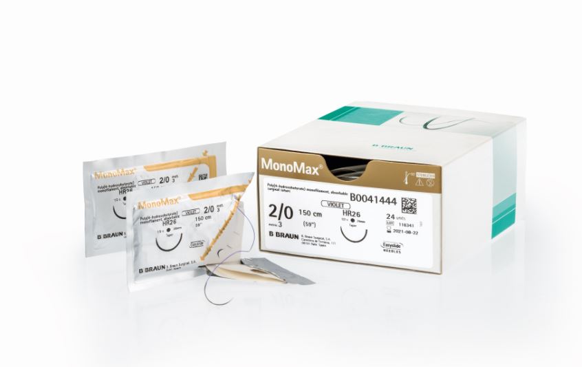 MONOMAX фіолетовий, розмір USP 0(3,5) довжина 150см колюча голка 1/2 кола, довжина (мм) 40 S, ПЕТЛЯ, пакування DDP